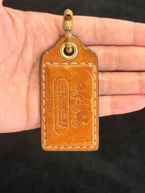 3" Large Y2K Coach Leather Key Fob Bag Charm Keychain Hang Tag/Hangtag